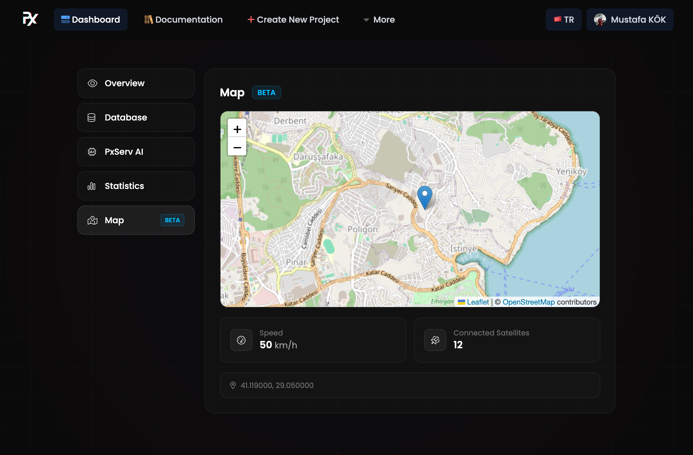 PxServ map feature